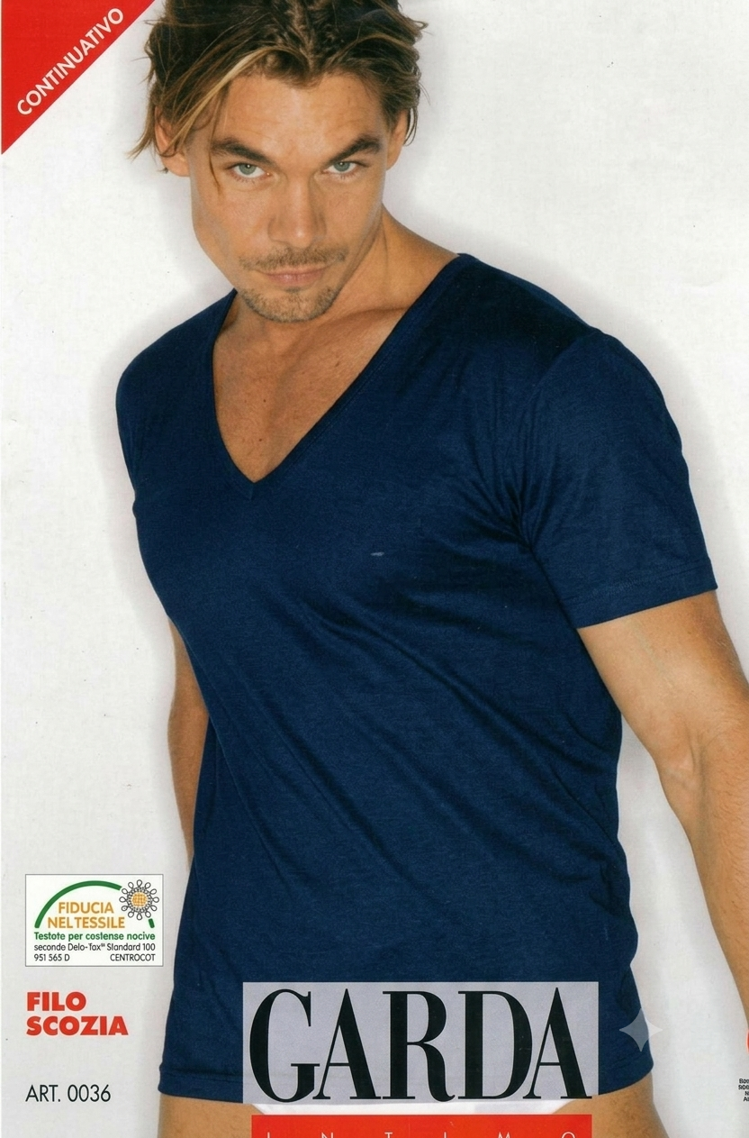 Garda - T-shirt uomo filo di scozia art. 0036 - mezza manica scollo a V - immagine 2