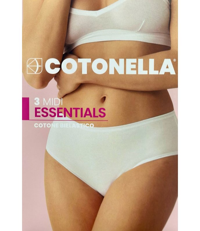 Cotonella - 3 Slip midi donna art. 3940 in cotone elasticizzato