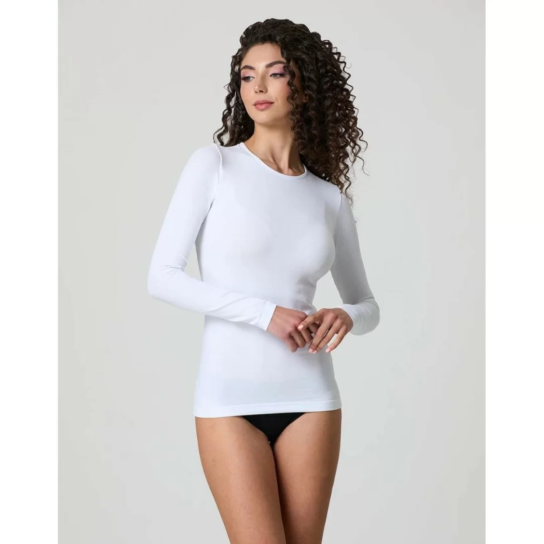 Jadea Maglia Girocollo Donna Sottogiacca Manica Lunga | Modello 4055 In Nero | Taglia S-M | Maglietta Basic