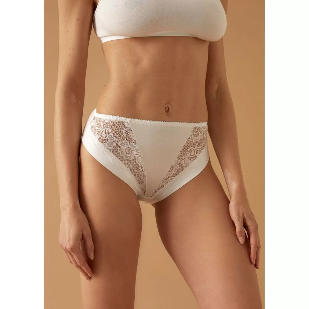Slip donna a vita alta marca Jadea art. 788 in cotone e modal con inserti in pizzo - immagine 2
