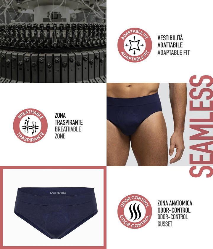 Pompea - 3 Slip uomo in microfibra seameles traspirante - immagine 11