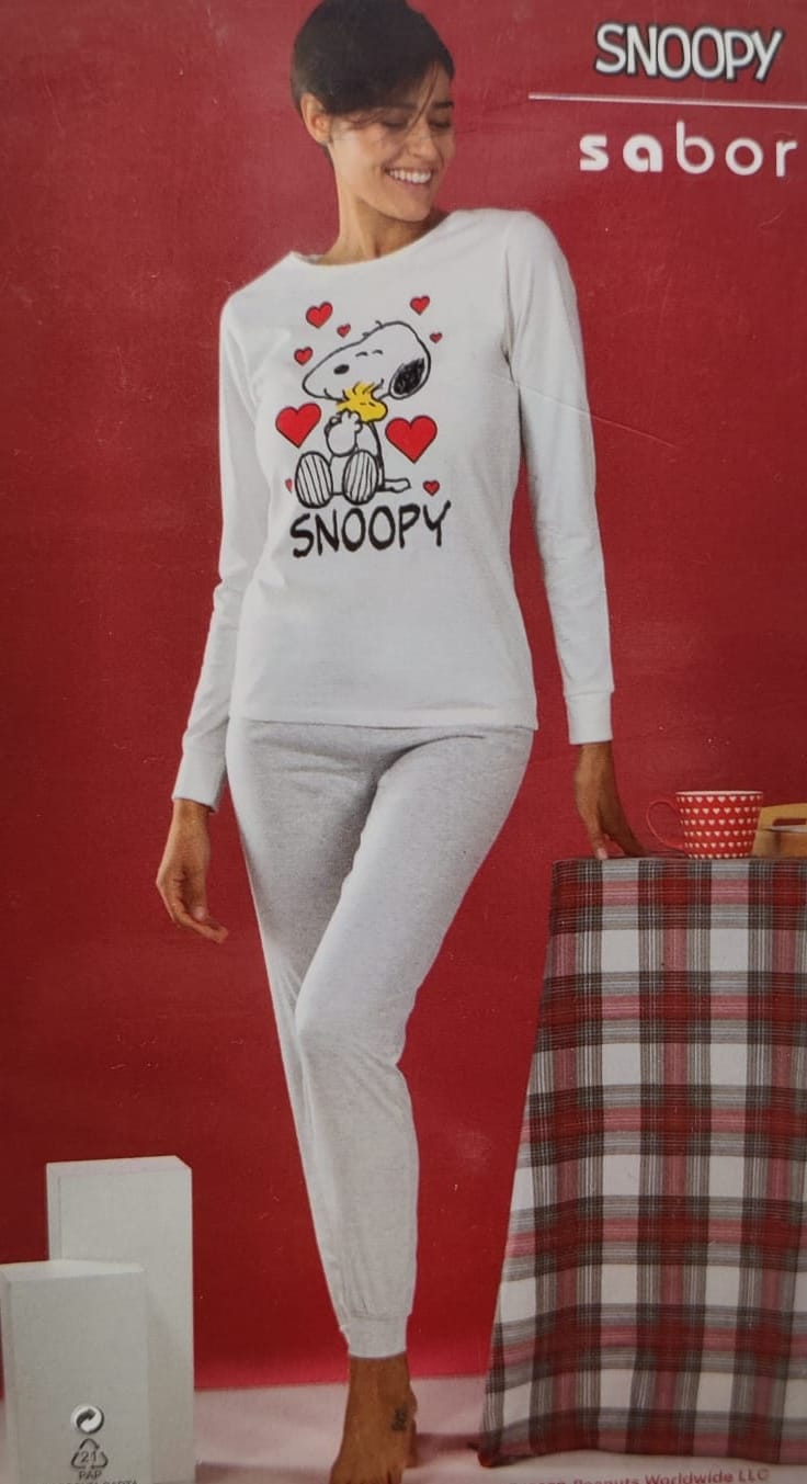 Snoopy Pigiama Donna in Caldo Cotone Nuova Collezione Art PL20053 