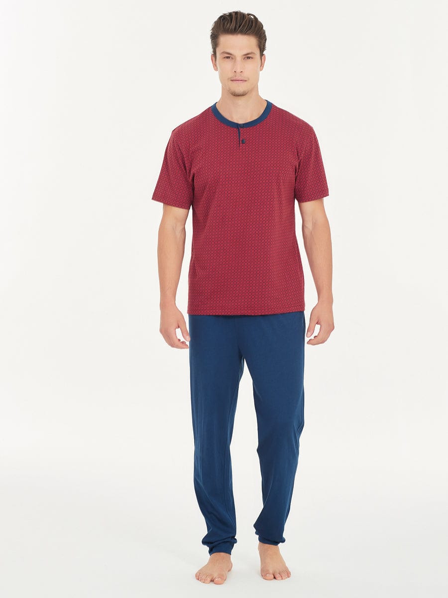 Pigiama uomo Ragno art. U445NT col. 153F a tre pezzi, maglia a mezza manica, pantalone lungo e pantalone corto in puro cotone - immagine 2
