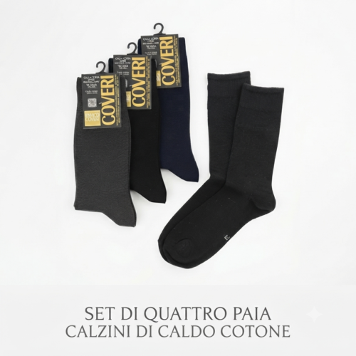 Enrico Coveri - Set di 4 Calzini corti uomo in morbido caldo cotone