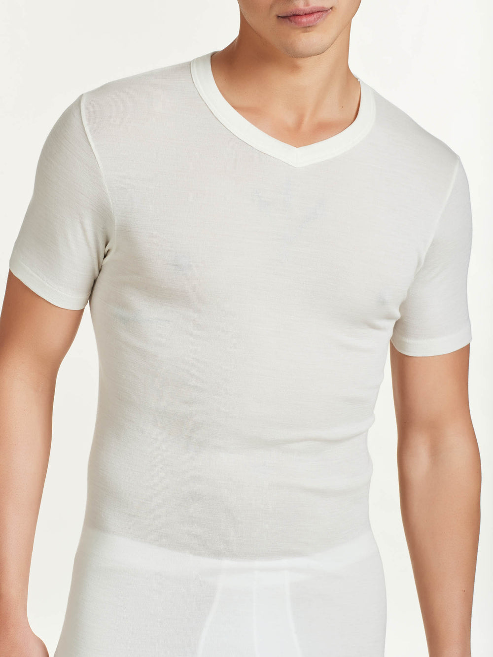 Ragno - Maglia uomo serie WSK lana e seta mezza manica scollo V - immagine 3