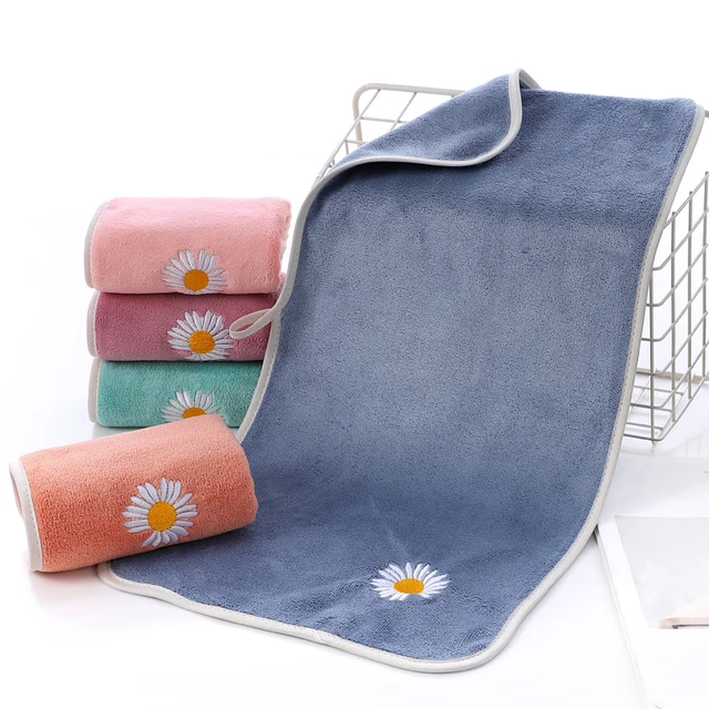 Set di 5 asciugamani divertenti e colorati per bambini modello fiore margherite - immagine 2