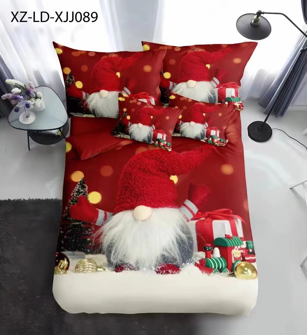 Jarson Set Copripiumino Natalizio 3 Pezzi – Motivo Renne E Alberi – Misura Queen 228×228 Cm – Morbido Microfibra