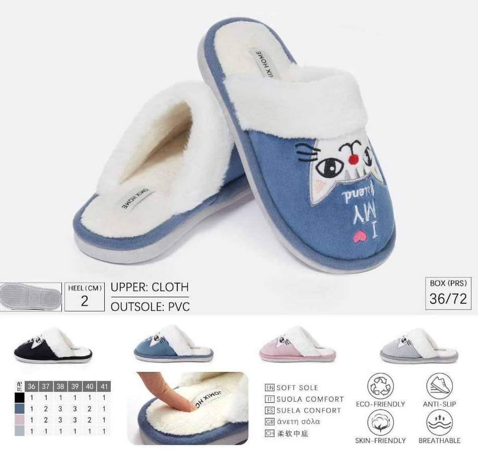 Isotoner Pantofole Mules Donna Con Fantasia Gatto, Grigio, Taglia 36 EU - Morbide In Feltro, Lavabili In Lavatrice