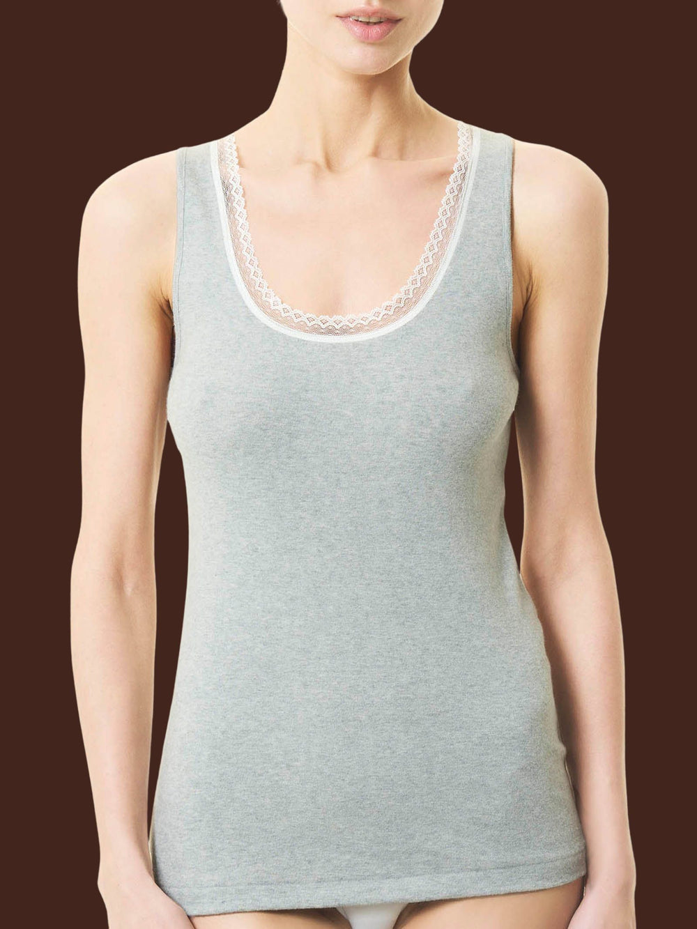Ragno – Canotta donna Thermo cotton – Spalla larga bordo pizzo - immagine 4