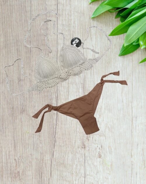 Bikini a Triangolo Bronzo Ricamato – Stile Cropped Tg. 42 - immagine 6