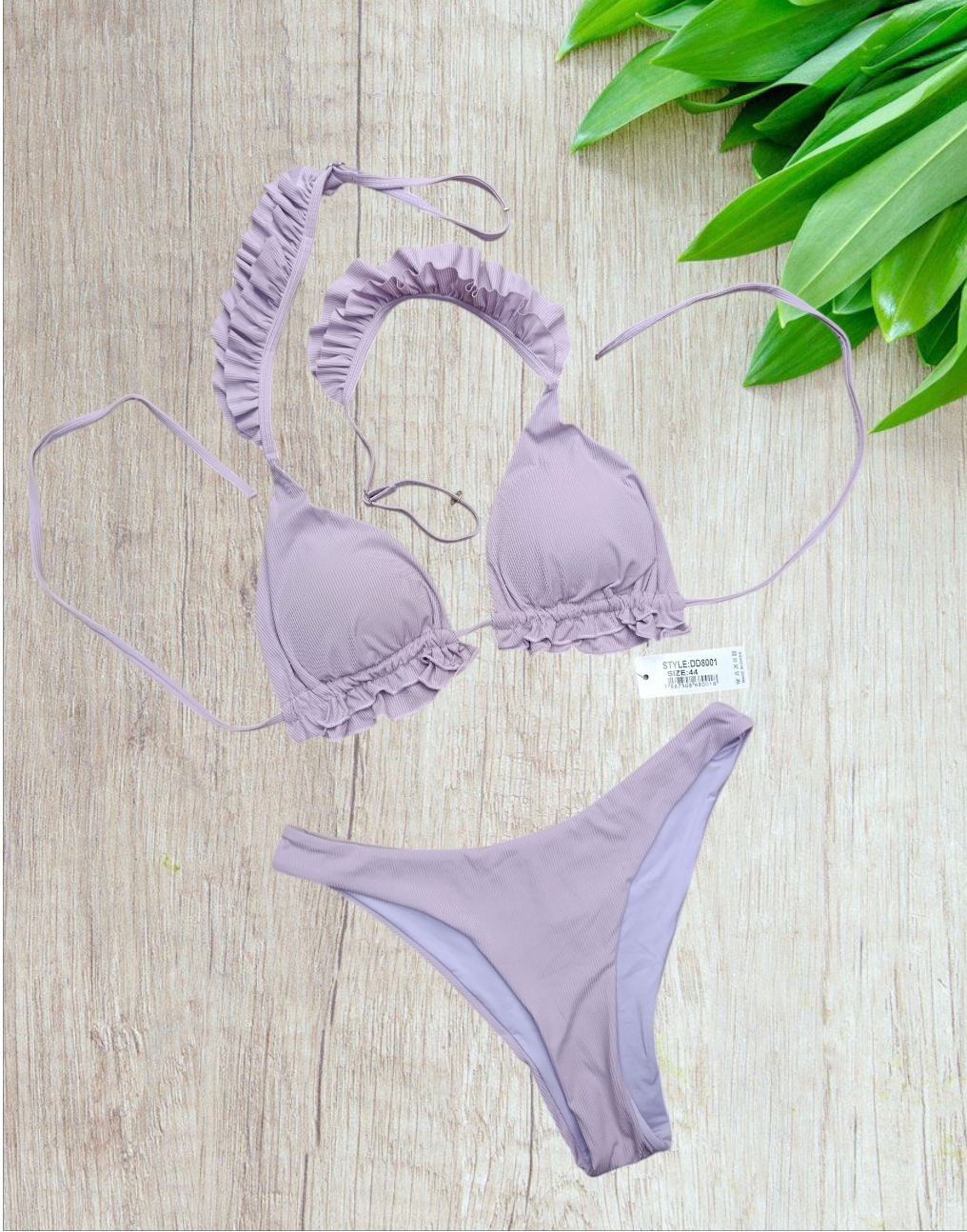 Bikini a Triangolo Lilla in Tessuto Multirighe – Taglia 44/L - immagine 2