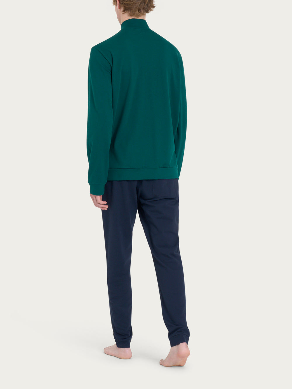 Tuta uomo marca Ragno in Eco e fresco Cotton Piquet Stretch - Outer Space in colore verde foresta - immagine 2