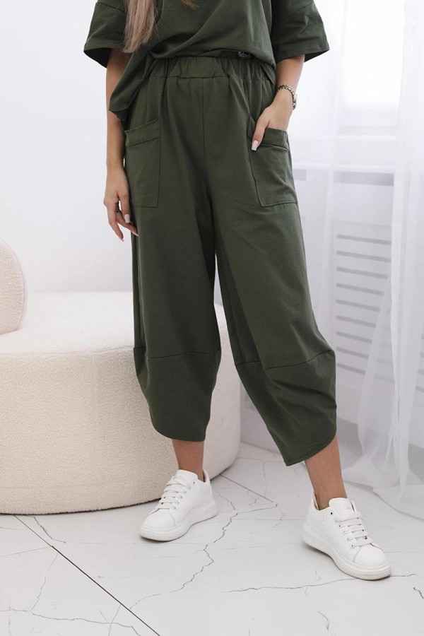 Tuta modello Japan a mezza manica in leggerissimo tessuto di viscosa in colore verde militare - immagine 5