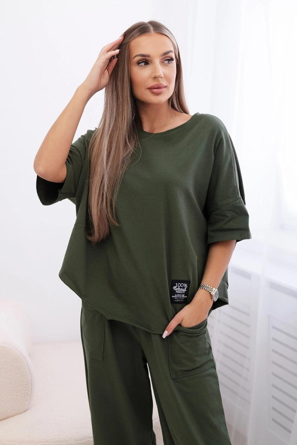 Tuta modello Japan a mezza manica in leggerissimo tessuto di viscosa in colore verde militare - immagine 2