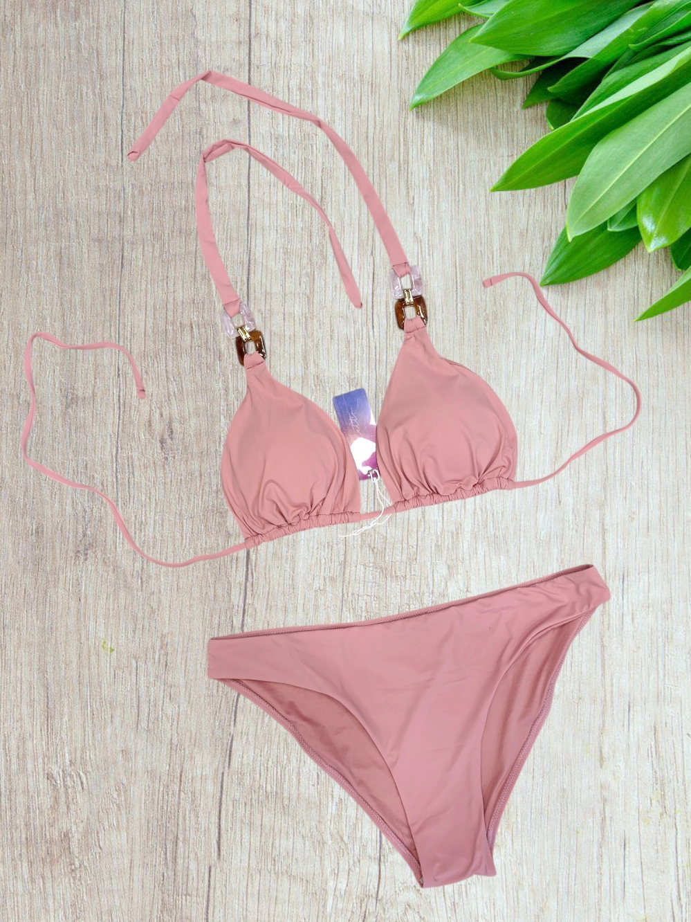 Bikini a triangolo modello “Pietre” Rosa Antico taglia 42/M - immagine 7
