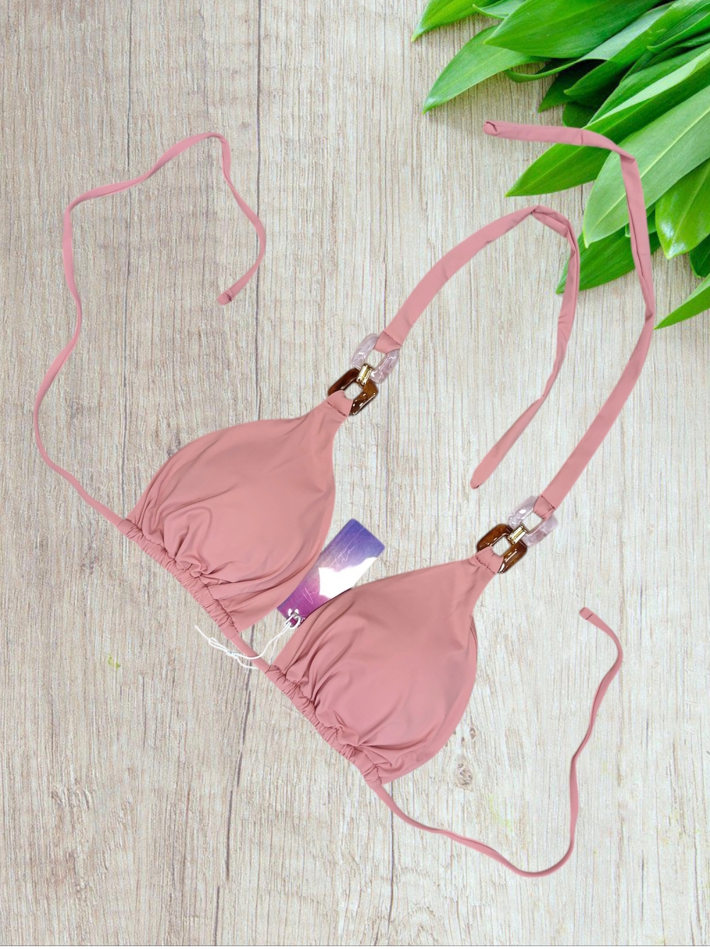 Bikini a triangolo modello “Pietre” Rosa Antico taglia 42/M - immagine 5