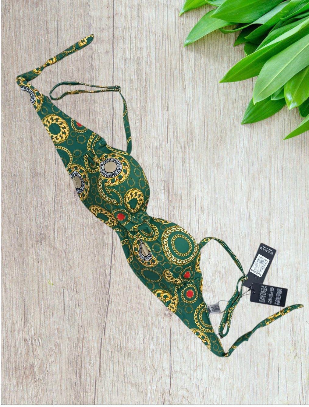 Costume donna due pezzi modello a balconcino in colore verde Gucci taglia 50/3XL - immagine 2