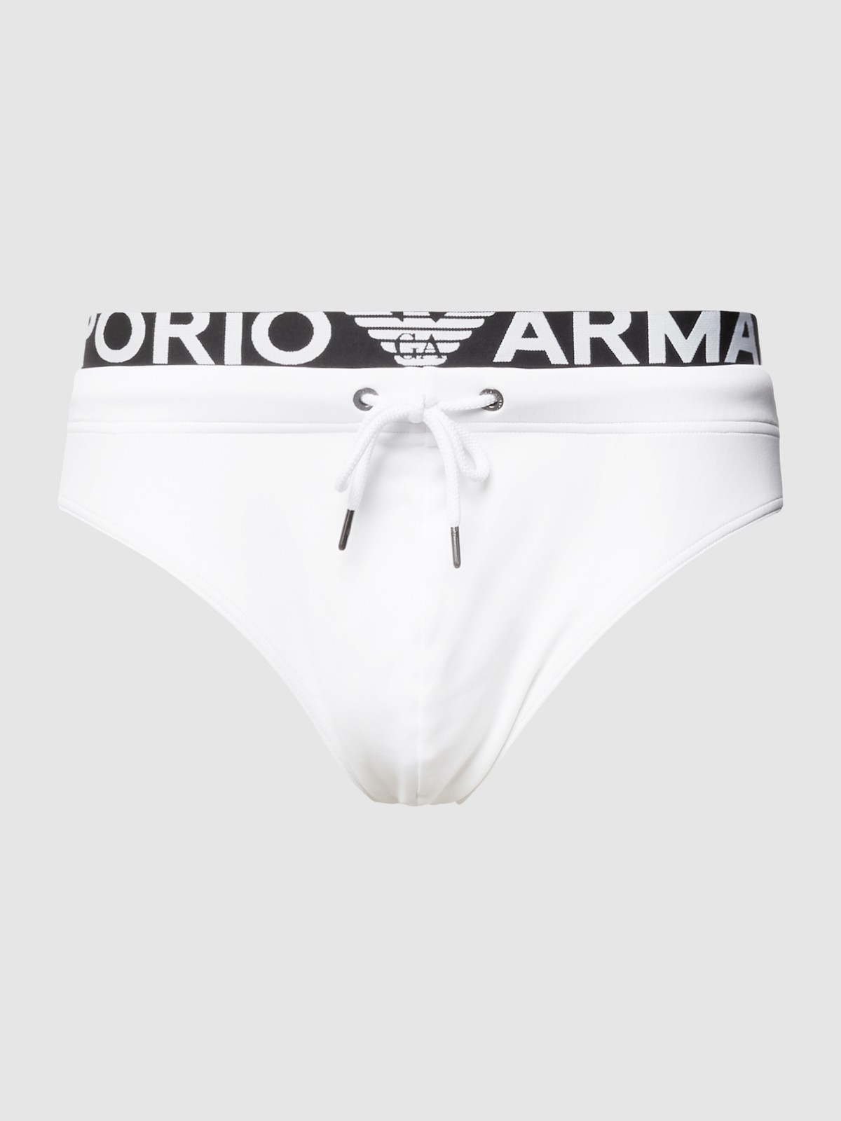 Costume uomo a slip Emporio Armani in colore bianco con elastico parlato esterno nero in taglia 50/L - immagine 4