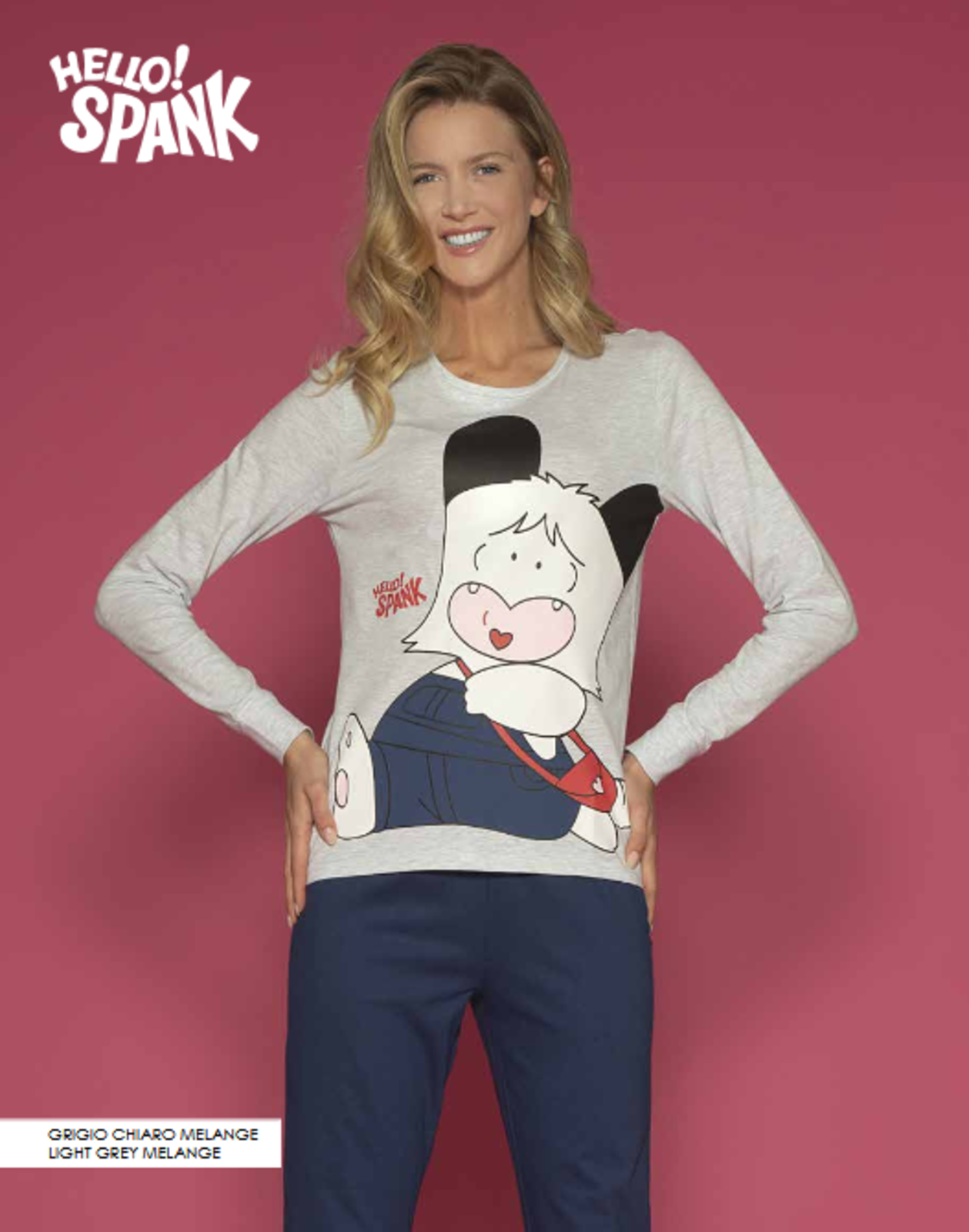 Pigiama donna marca Sabor modello Hello Spank in cotone leggero in colore grigio - immagine 2