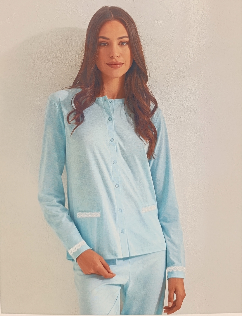 Pigiama donna marca Granchio in 100% cotone tutto aperto avanti - immagine 2