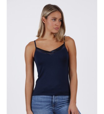 Canotta donna in viscosa marca Admas con spalline strette e scollo a V con bordo raso - immagine 3