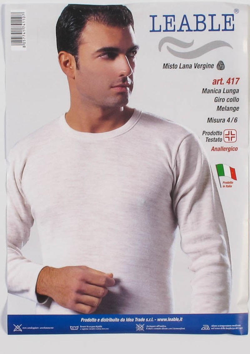 Maglia Uomo marca Leable a manica lunga girocollo in Misto Lana articolo 417 – Made in Italy - immagine 2