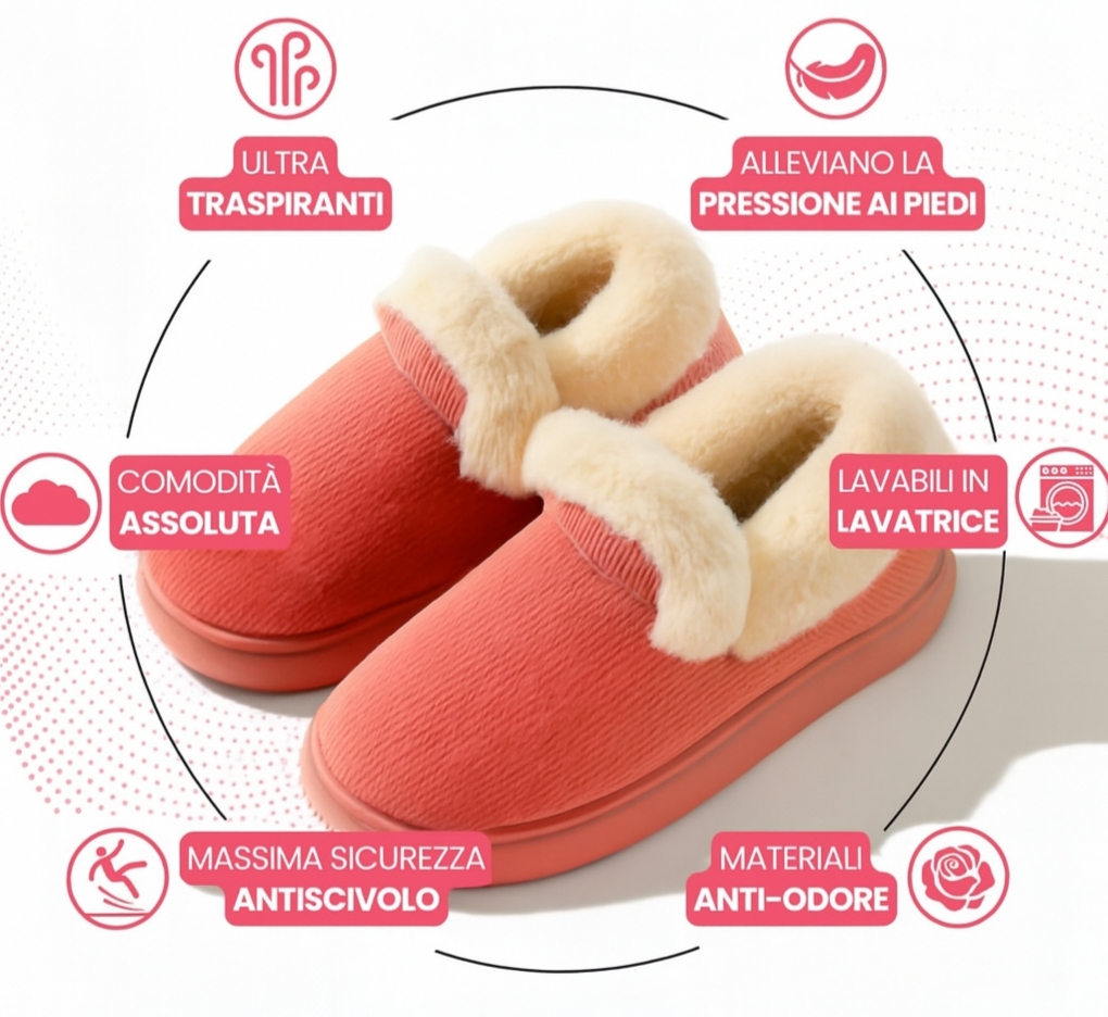 Ciabatte invernali donna serie Nuvola modello a mezzo stivaletto – calde e antiscivolo - immagine 2