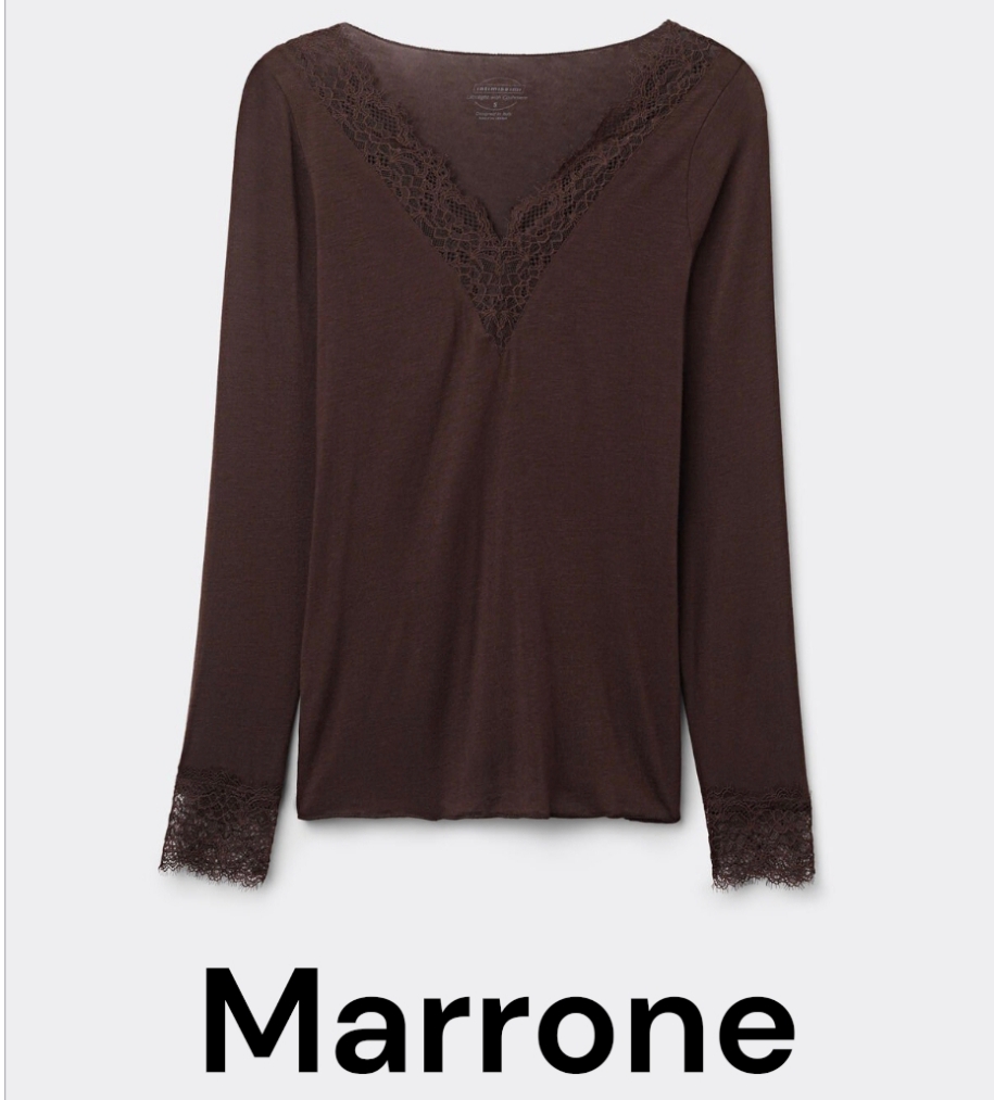 Maglia donna marca Cashmere Blend con dettaglio in pizzo in tessuto di Cashmere Superior - Made in Italy - immagine 12