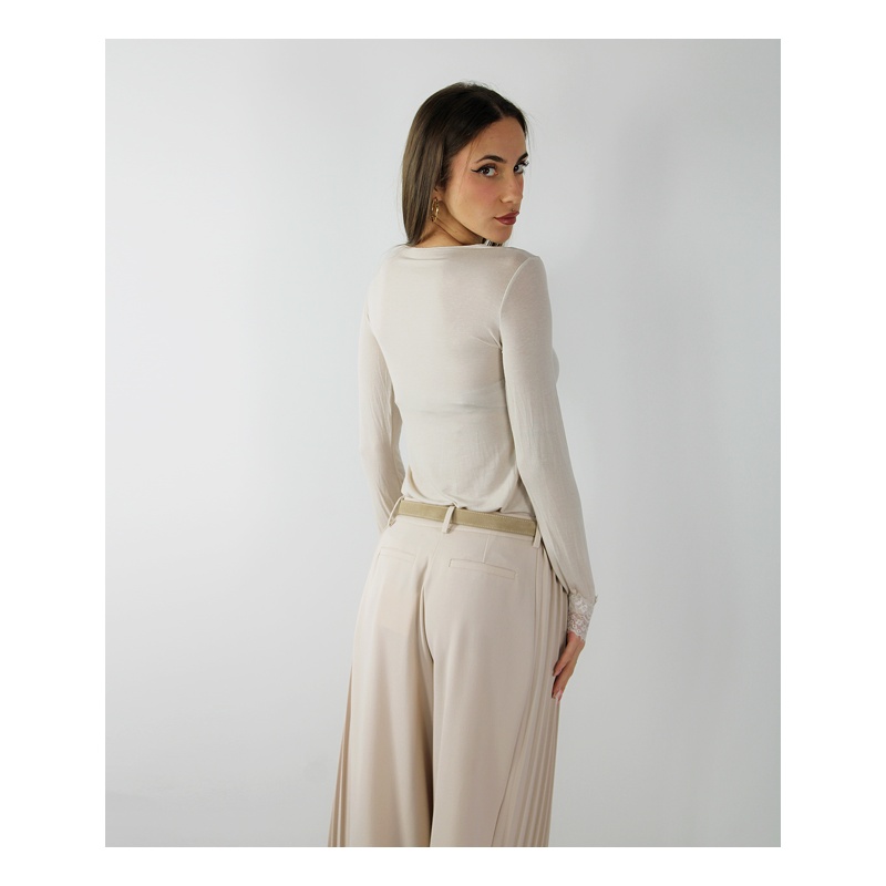 Maglia donna marca Cashmere Blend con dettaglio in pizzo in tessuto di Cashmere Superior - Made in Italy - immagine 7