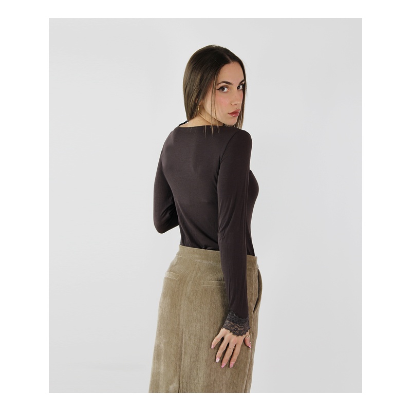 Maglia donna marca Cashmere Blend con dettaglio in pizzo in tessuto di Cashmere Superior - Made in Italy - immagine 9