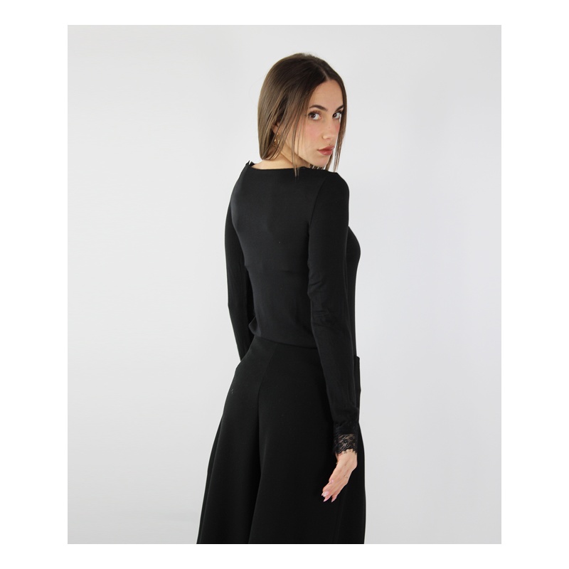 Maglia donna marca Cashmere Blend con dettaglio in pizzo in tessuto di Cashmere Superior - Made in Italy - immagine 8