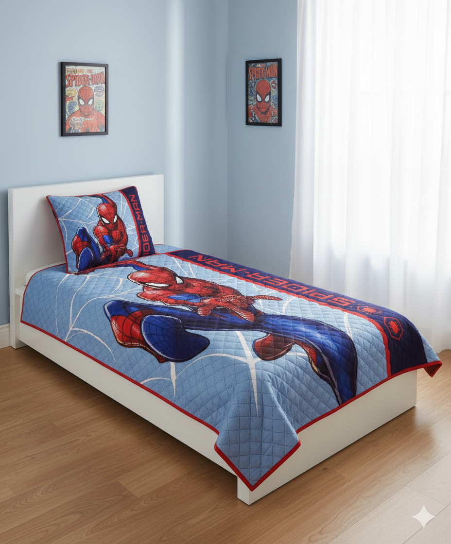 Trapuntino Singolo Primaverile/Estivo marca Disney – Marvel modello Spiderman – fondo azzurro .