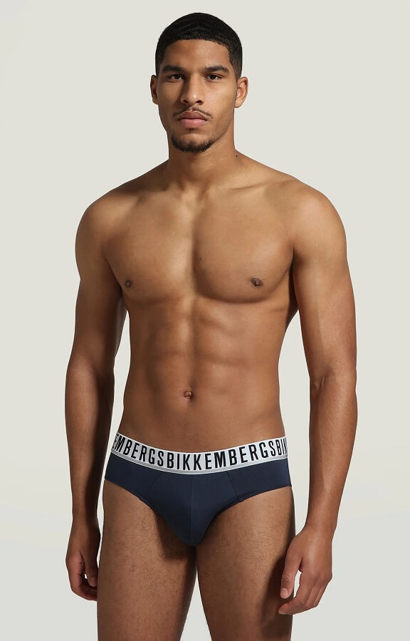 Slip uomo in colore blu marca Bikkembergs in Cotone Elasticizzato - in confezione di 3 pezzi a soli 10€