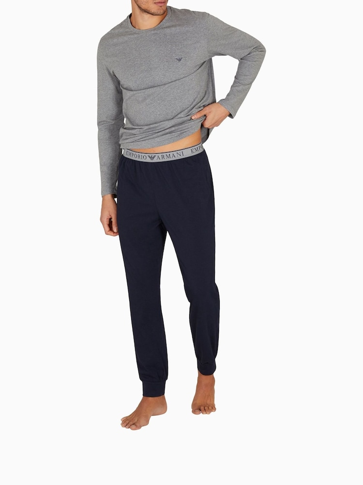 Pigiama Uomo Emporio Armani in Cotone Stretch – Navy/Grey - Ultima taglia M - immagine 2