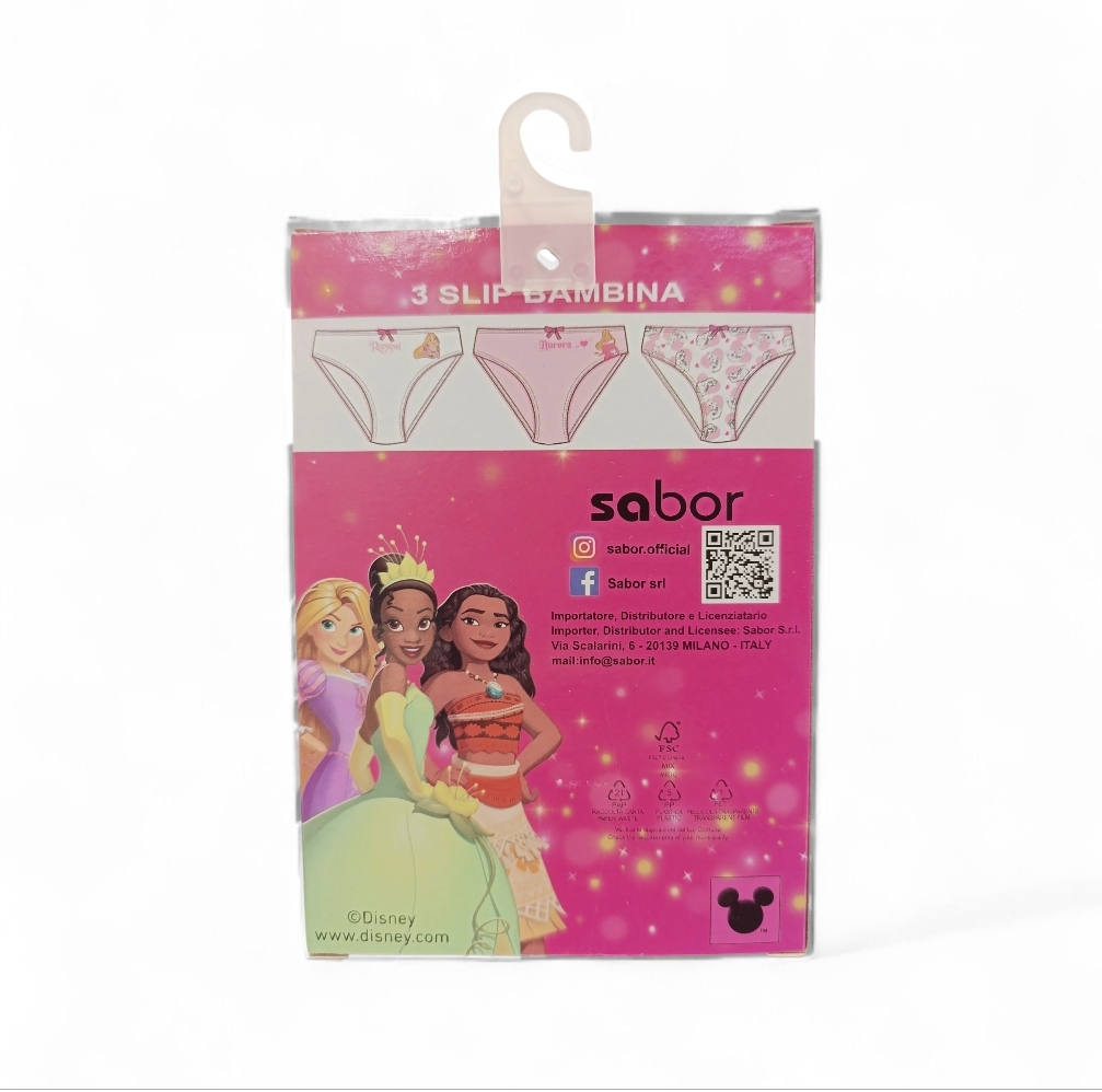 Set 3 Slip Bimba marca Sabor Disney Principesse – Il Comfort che Diventa Magia