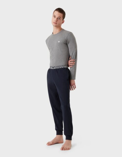 Pigiama Uomo Emporio Armani in Cotone Stretch – Navy/Grey - Ultima taglia M