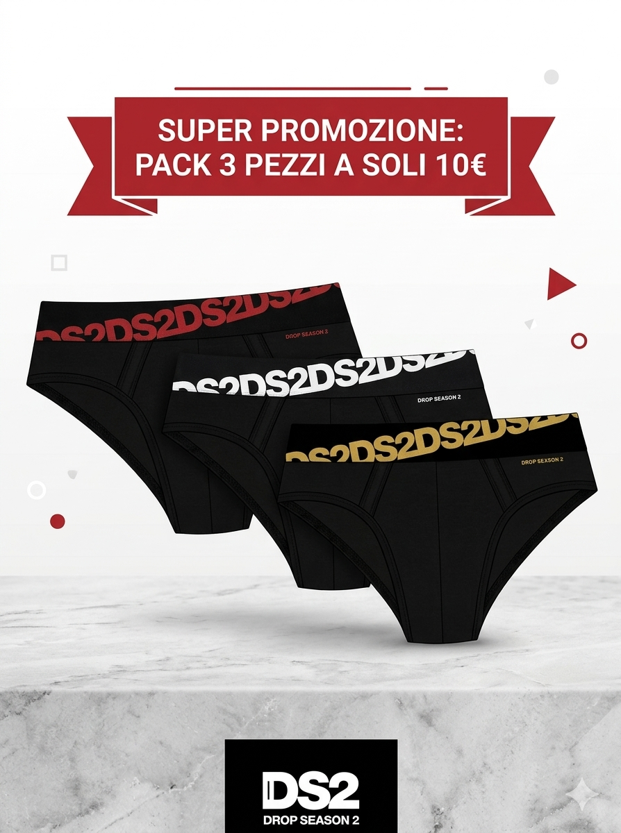 DS2 - Set di 3 Slip Uomo Nero con Elastici Colorati (Giallo/Rosso/Bianco) - a soli 10€ - immagine 2