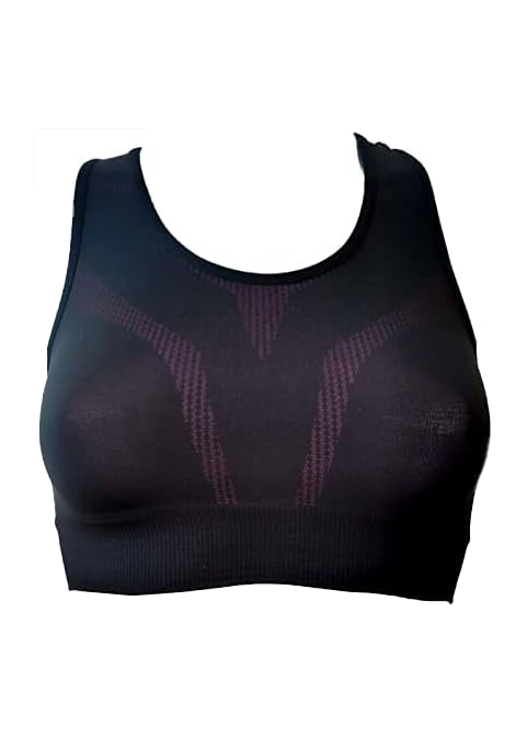 Jadea Fitness - Top Sportivo Seamless in Nero e Fucsia - immagine 9