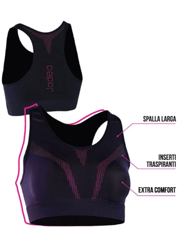 Jadea Fitness - Top Sportivo Seamless in Nero e Fucsia - immagine 10