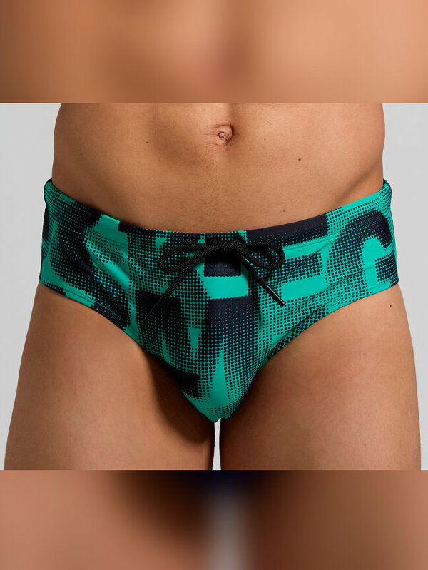 Slip Mare Uomo Bikkembergs – Stampa Pixel Verde e Nero - immagine 3