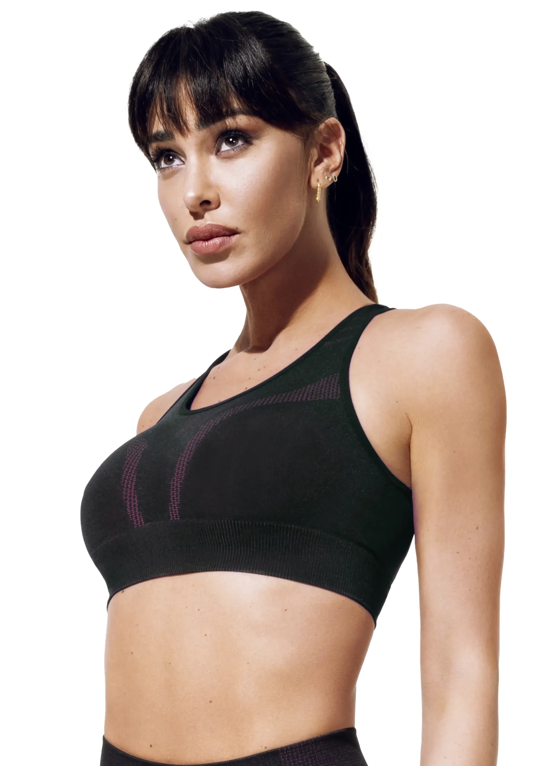 Jadea Fitness - Top Sportivo Seamless in Nero e Fucsia