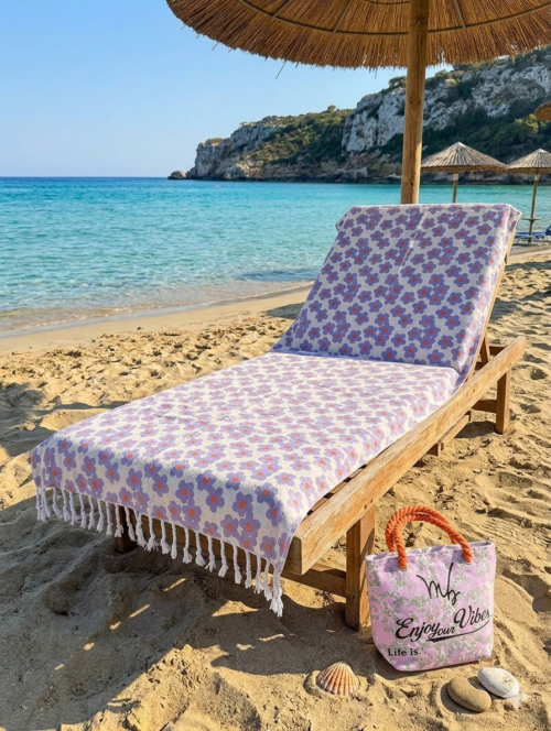 Set Telo Mare Floral Dream con Borsa Coordinata in 100% cotone