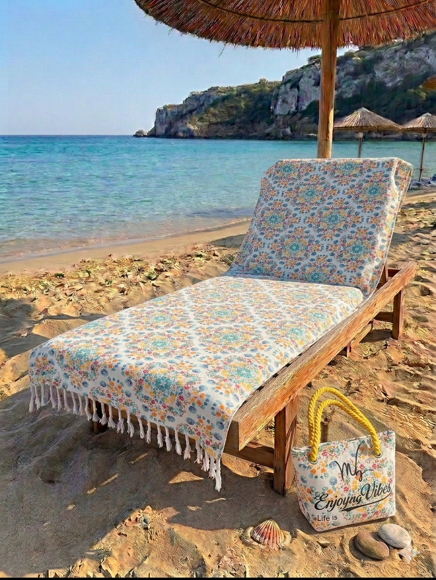Set Telo Mare Egeo Mosaic con Borsa Coordinata in 100% cotone