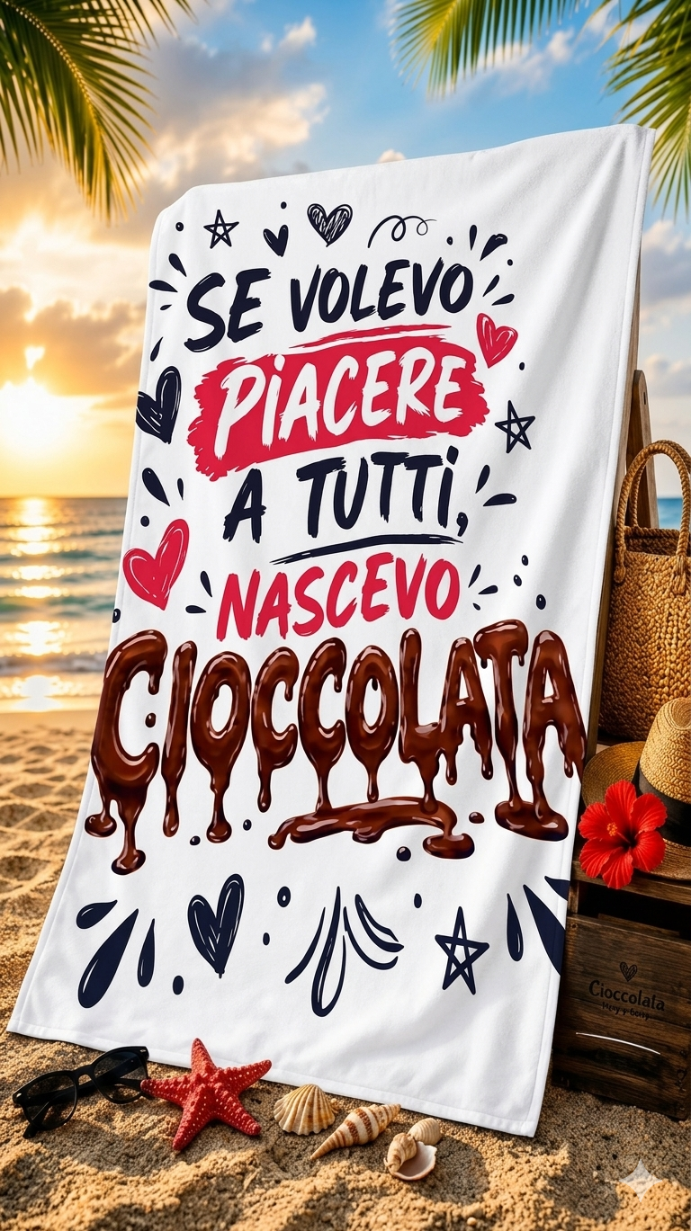 Telo Mare microfibra "Se volevo piacere a tutti nascevo cioccolata" - immagine 2