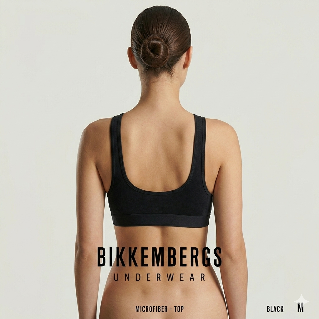 Bikkembergs - Brassiere / Top in Microfibra di Lycra Nera - immagine 2