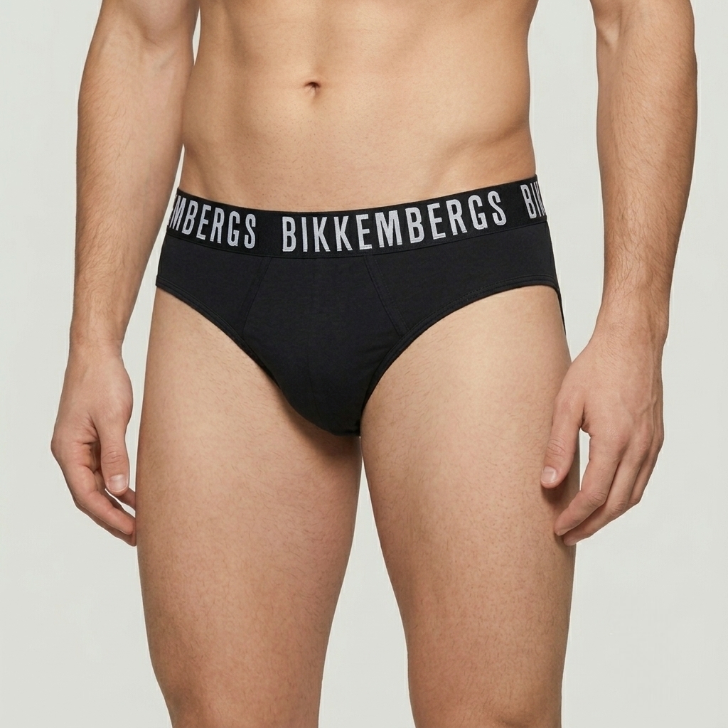 Bikkembergs - 3 Slip Uomo in Cotone Stretch - Elastico Logo Bianco - immagine 2