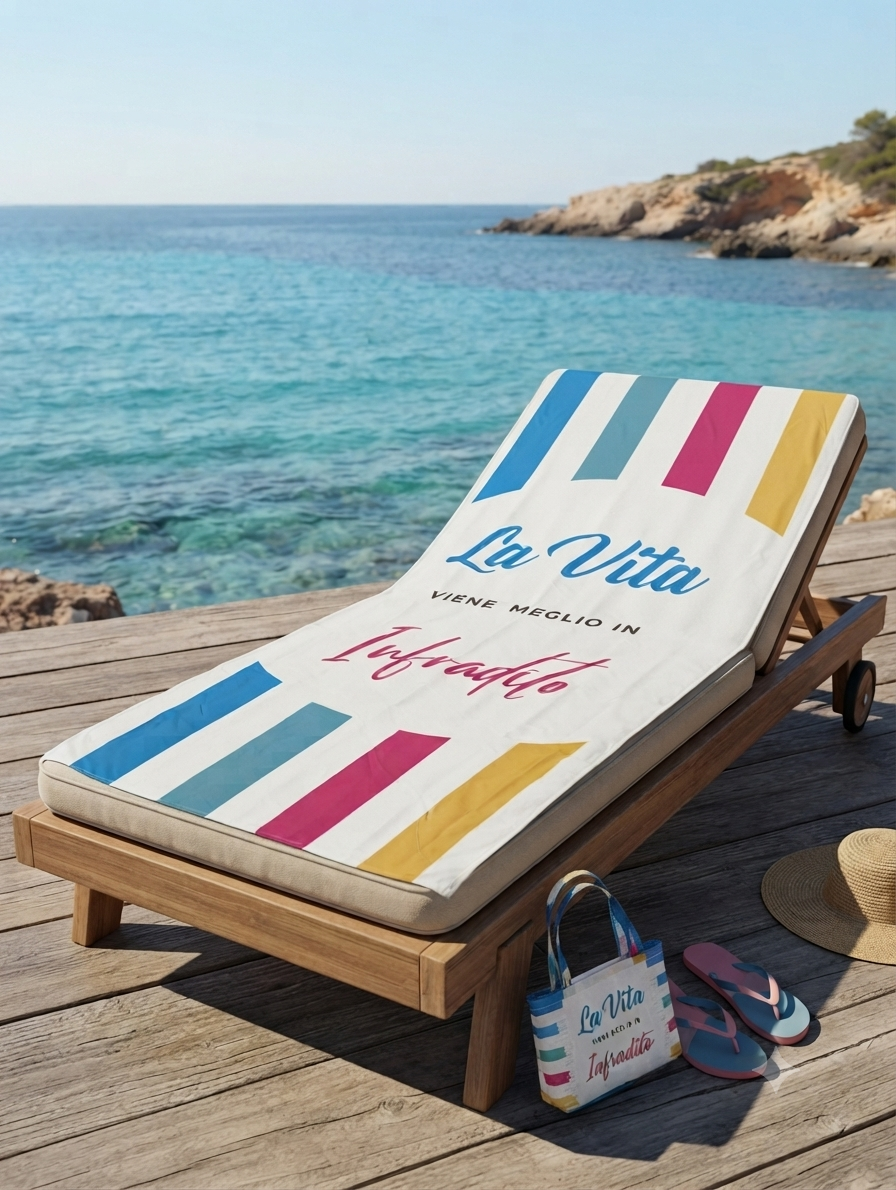 Set Mare "La Vita viene meglio in infradito" – Telo + Borsetta