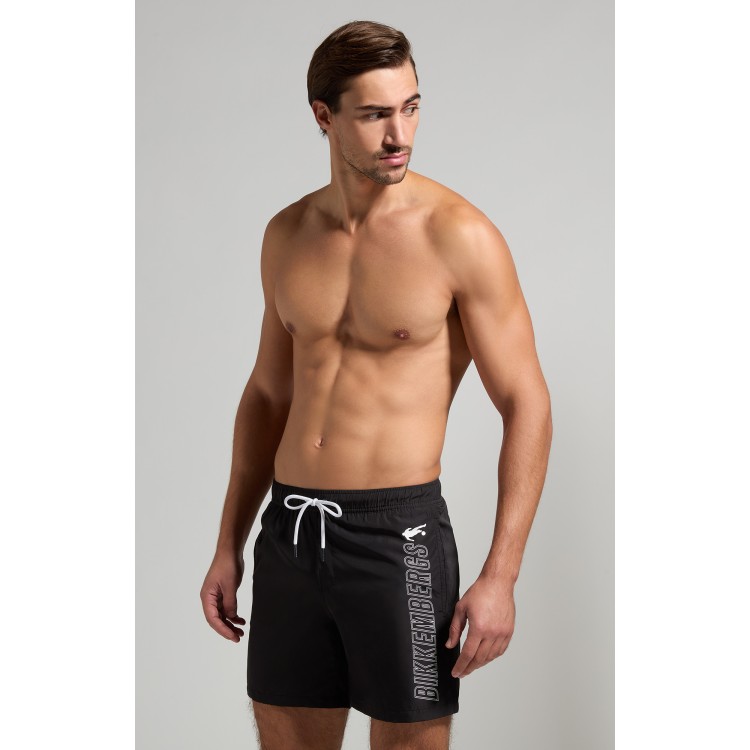 Bikkembergs - Costume a pantaloncino nero / logo bianco taglia L