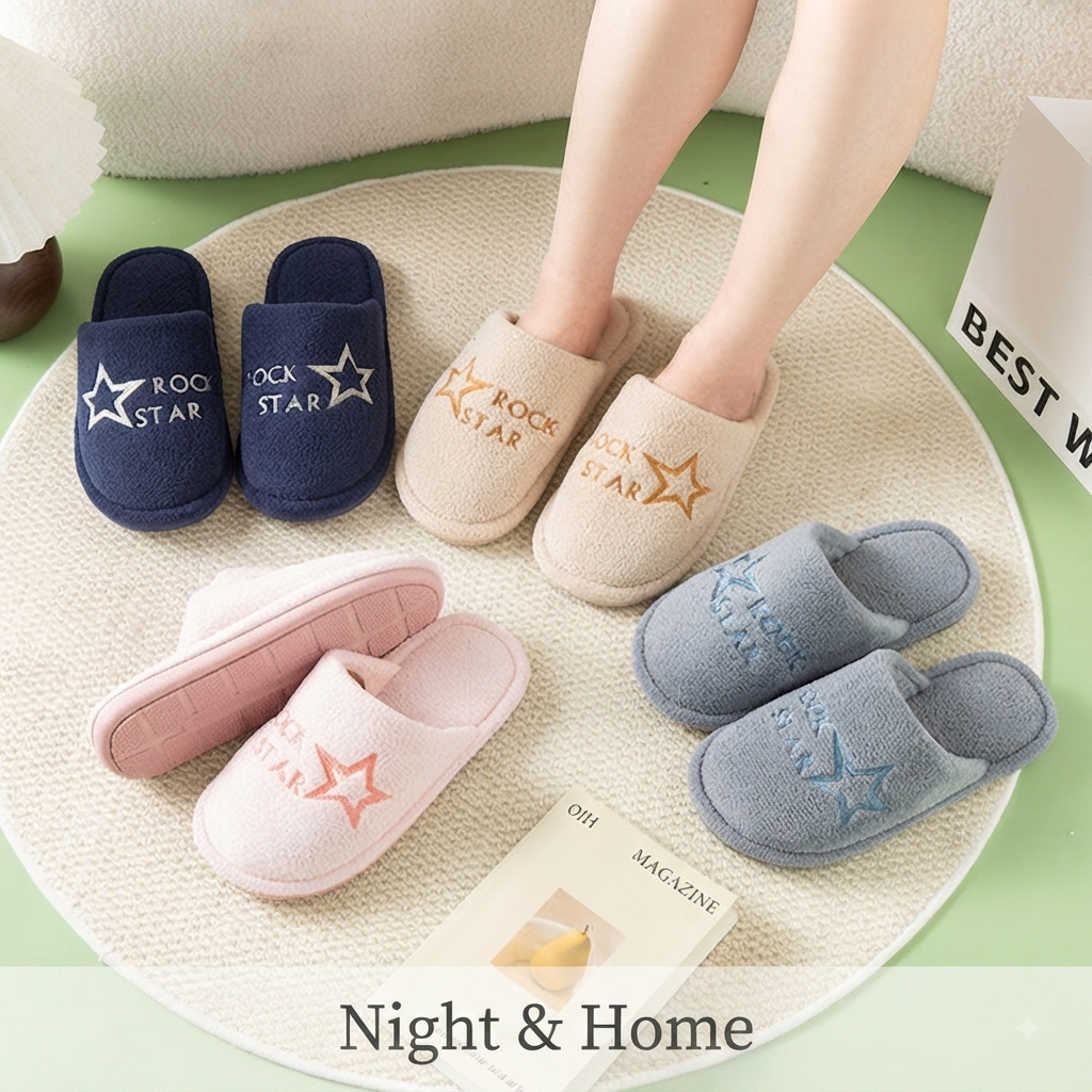 Night & Home - Ciabatte Donna Invernali Modello "Rock Star"