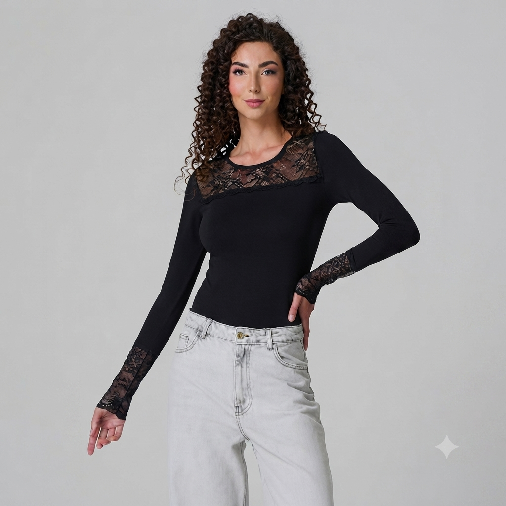 Jadea - Maglia Sottogiacca - Girocollo in Pizzo Art. 4871